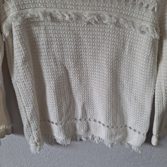 J. Crew Fringe Crochet White Sweater - Picture 3 of 7